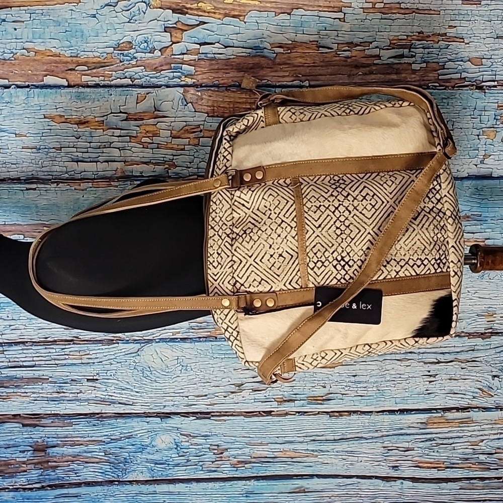 Chloe & lex cowhide and leather tote bag